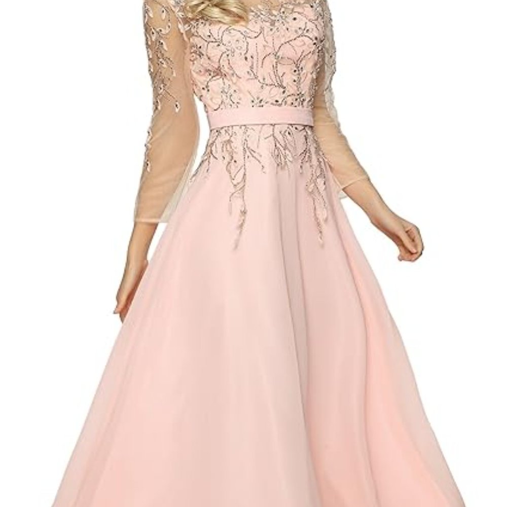NEW Meier Women's Embroidery Beaded Long Sleeve Evening Dress Mother of Bride